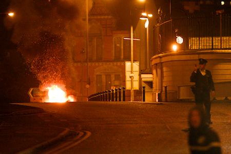 The bomb starts a fire outside Newry Courthouse